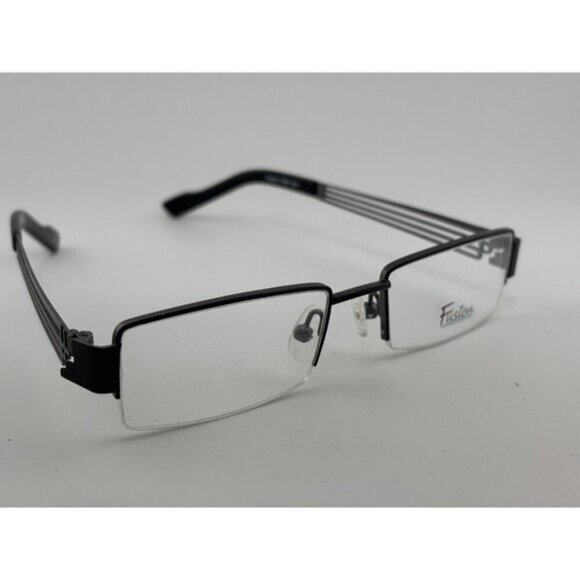 Fusion - 47-18-135 F328 COL1 Black & Silver Geometric Rectangle Glasses Frames - Picture 4 of 8